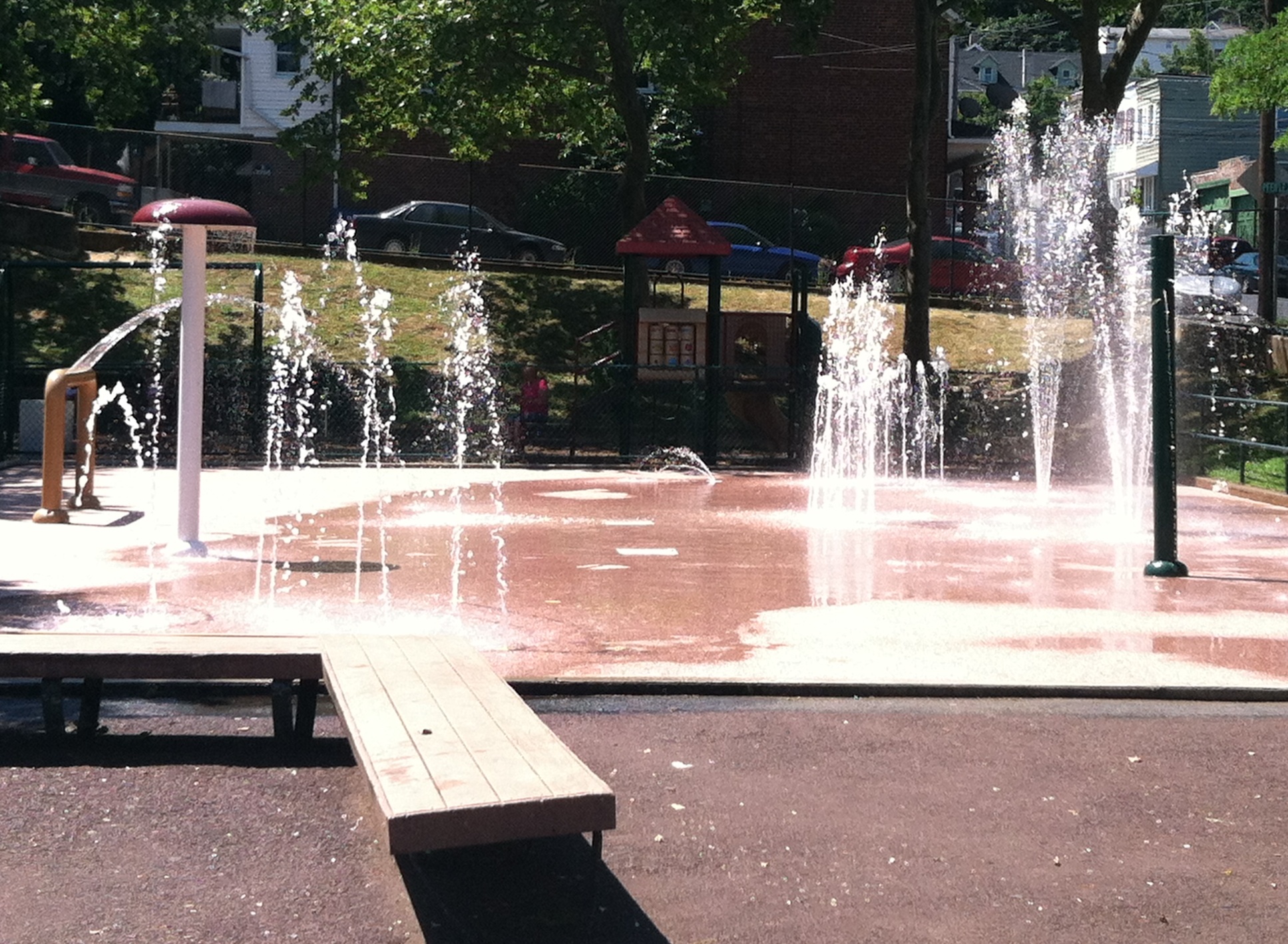 Yosko Park Splash Pad water features in Bethlehem.